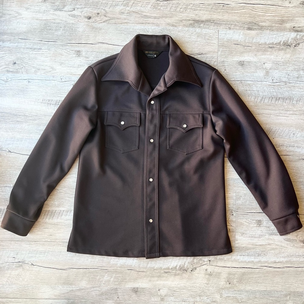 Vintage JCPenney Polyester Button-Up Long Sleeve Shirt Jacket